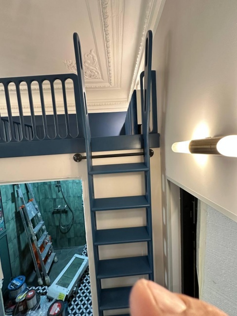 Лестница приставная с длинными поручнями комфорт окрашенная